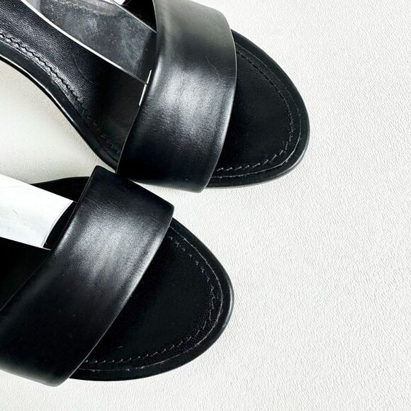 LOUIS VUITTON Black Call Back Sandal Heels Size 39 US 8.5 Logo Leather Strappy - Picture 9 of 15